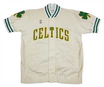 1989-90 Larry Bird Game Worn Boston Celtics Home White Warm Up Jacket (Meza LOA)